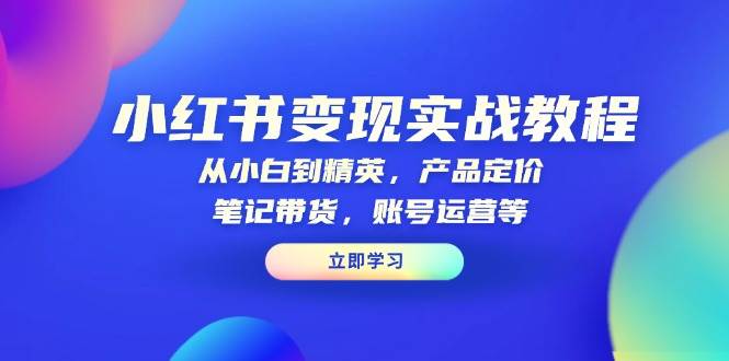 小红书变现实战教程：从小白到精英，产品定价，笔记带货，账号运营等-众创网