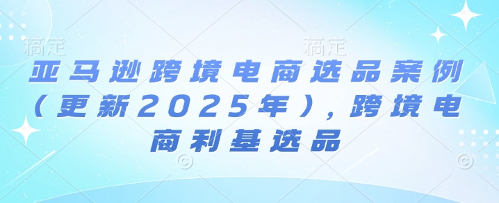 亚马逊跨境电商选品案例(更新2025年)，跨境电商利基选品-众创网