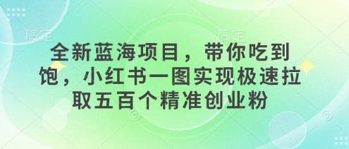 全新蓝海项目，带你吃到饱，小红书一图实现极速拉取五百个精准创业粉-众创网