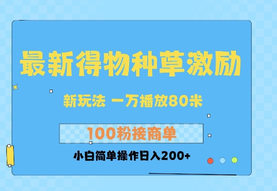 最新得物创作者收益玩法，一万播放100+，后续接广告变现，小白简单操作日入200+-众创网