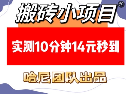 搬砖小项目，实测10分钟14元秒到，每天稳定几张(赠送必看稳定)-众创网