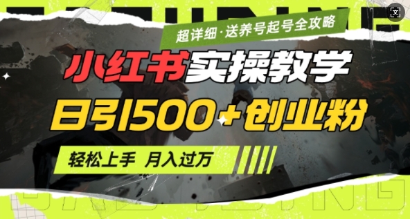 2月小红书最新日引500+创业粉实操教学【超详细】小白轻松上手，月入1W+，附小红书养号起号SOP-众创网