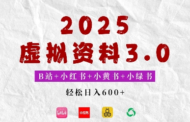 2025年B站+小红书+小黄书+小绿书组合新玩法，虚拟资料3.0打法，轻松日入多张-众创网