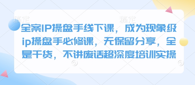 全案IP操盘手线下课，成为现象级ip操盘手必修课，无保留分享，全是干货，不讲废话超深度培训实操-众创网