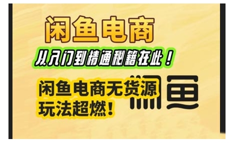 闲鱼电商实战课，从入门到精通秘籍在此，闲鱼电商无货源玩法超燃!-众创网