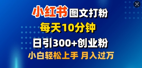 2月小红书图文打粉，每天10分钟，日引300+创业粉，小白轻松月入过W-众创网