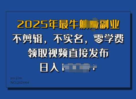 ​2025年最牛副业，不剪辑，不实名，零学费，零粉可做，领取视频直接发布，有播放就有收益-众创网