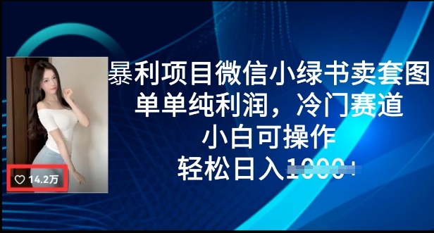 暴利项目微信小绿书卖套图，单单纯利润，冷门赛道， 小白可操作，轻松日入多张-众创网