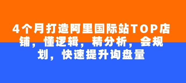 4个月打造阿里国际站TOP店铺，懂逻辑，精分析，会规划，快速提升询盘量-众创网