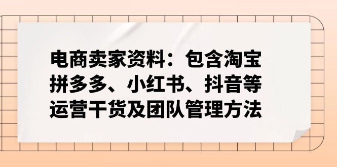 （14354期）电商卖家资料：包含淘宝、拼多多、小红书、抖音等运营干货及团队管理方法-众创网