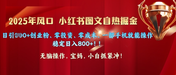 25年风口小红书图文掘金，日引300+创业粉、零投资、零成本、一部手机就能操作-众创网