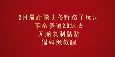 2月最新微头条野路子玩法，相亲赛道2.0玩法，无脑复制粘贴，保姆级教程-众创网