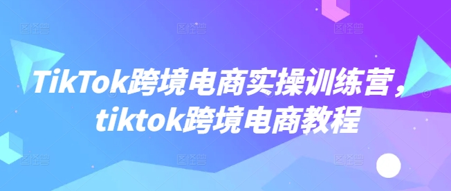 TikTok跨境电商实操训练营，tiktok跨境电商教程-众创网