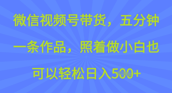 微信视频号带货，五分钟一条作品，照着做小白也可以轻松日入5张-众创网