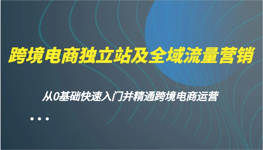 跨境电商独立站及全域流量营销，从0基础快速入门并精通跨境电商运营-众创网