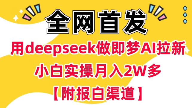 用deepseek做即梦Ai拉新 小白实操月入过W+【附报白渠道】-众创网