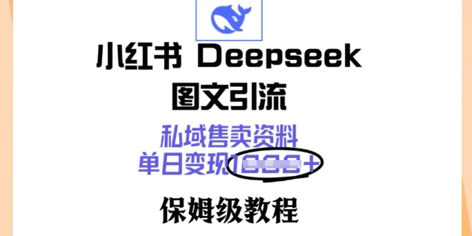 小红书Deepseek图文引流，私域售卖资料，单日变现多张，保姆级教程-众创网